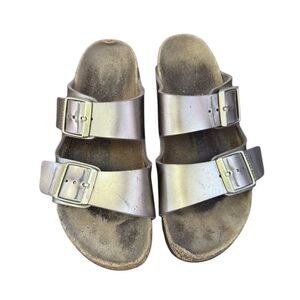 Birkenstock Women's Arizona Metallic Slide On Sandals - Size 7